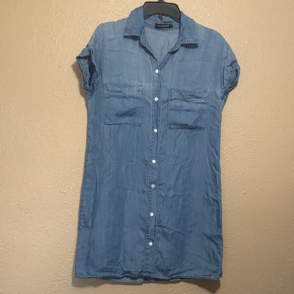 Blue Denim Button-Up Dress